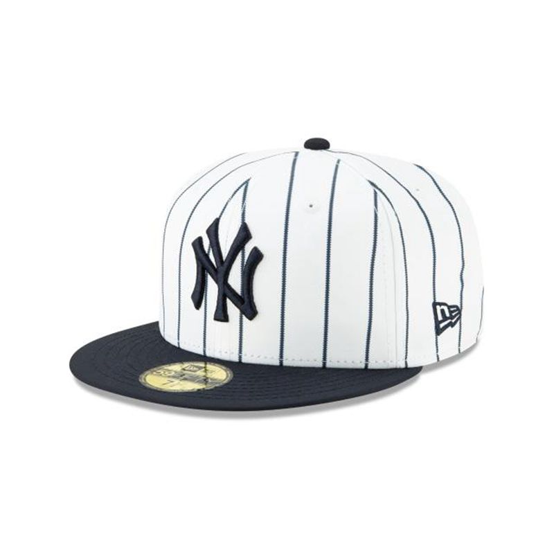 MLB New York Yankees Logo Pack 59Fifty Fitted (SQM8455) - White New Era Caps